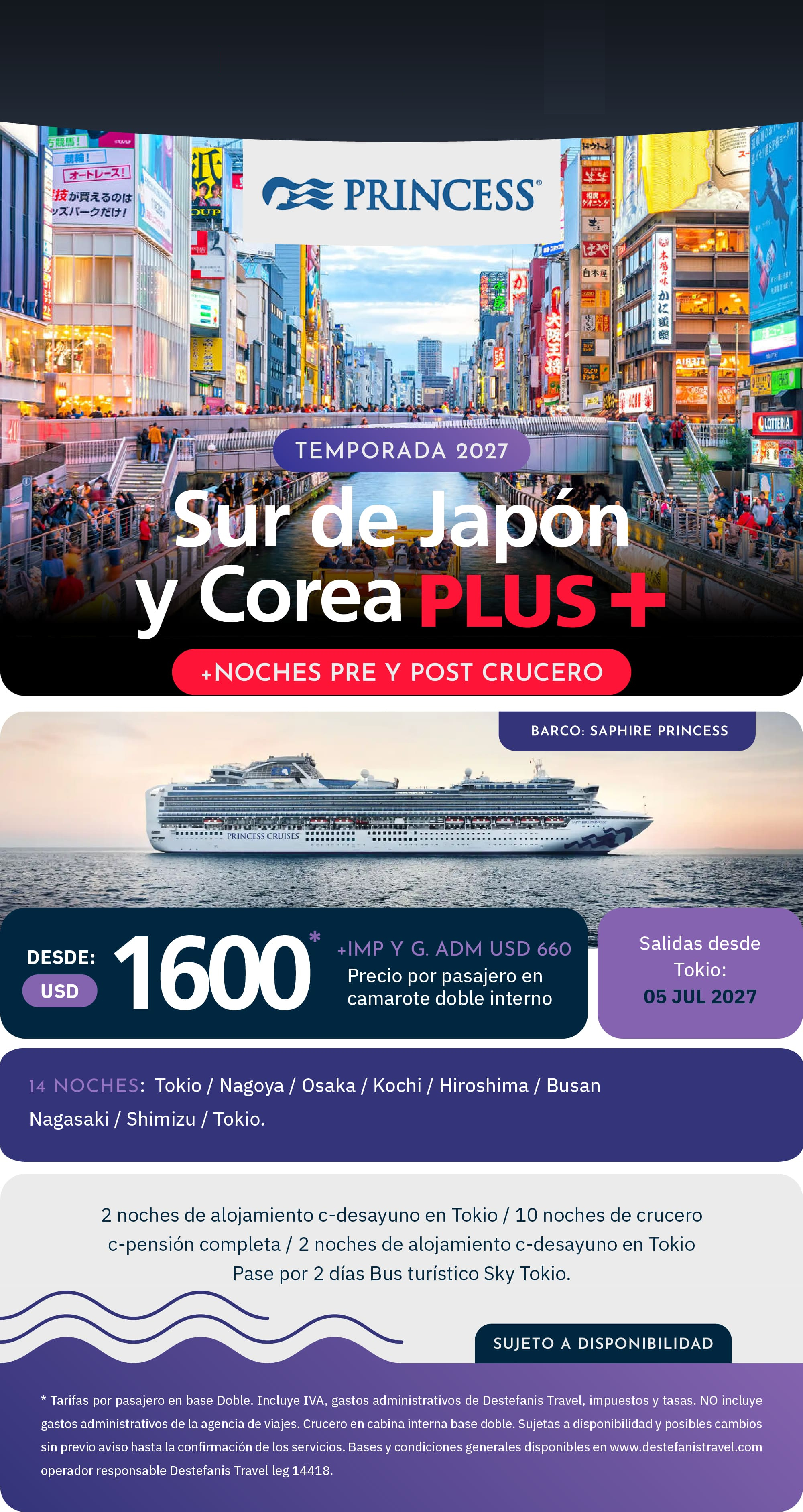 Tokio, Japón y Corea a bordo del Sapphire Princess